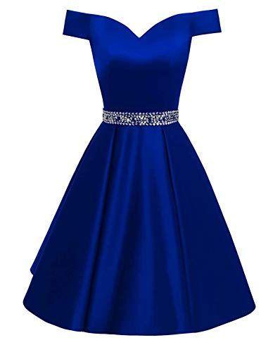 Backless Beaded Royal Blue Hedda A Line Cocktail Homecoming Dresses Satin Dress CD23327