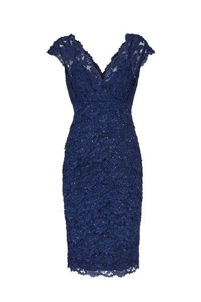 Sexy V Natalia Lace Homecoming Dresses Neck Navy Blue Short Mother Of The Bride Dress DH23435