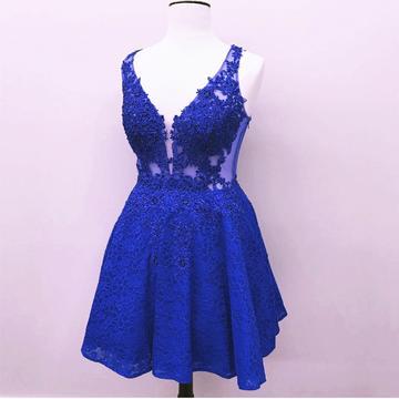 Short Mini Rosemary Homecoming Dresses Cocktail Lace Beaded Dresses V Neck CD23904