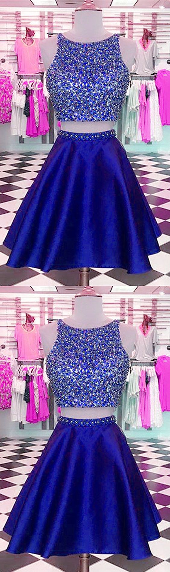 Two Piece Homecoming Dresses Callie Royal Blue Short CD2462