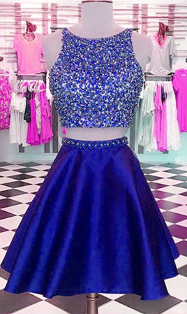 Two Piece Homecoming Dresses Callie Royal Blue Short CD2462