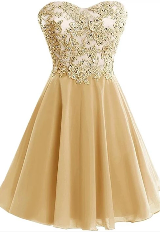 Cute Applique Knee Length Round Homecoming Dresses Kylee Lace Neckline Party Dress Short CD2636