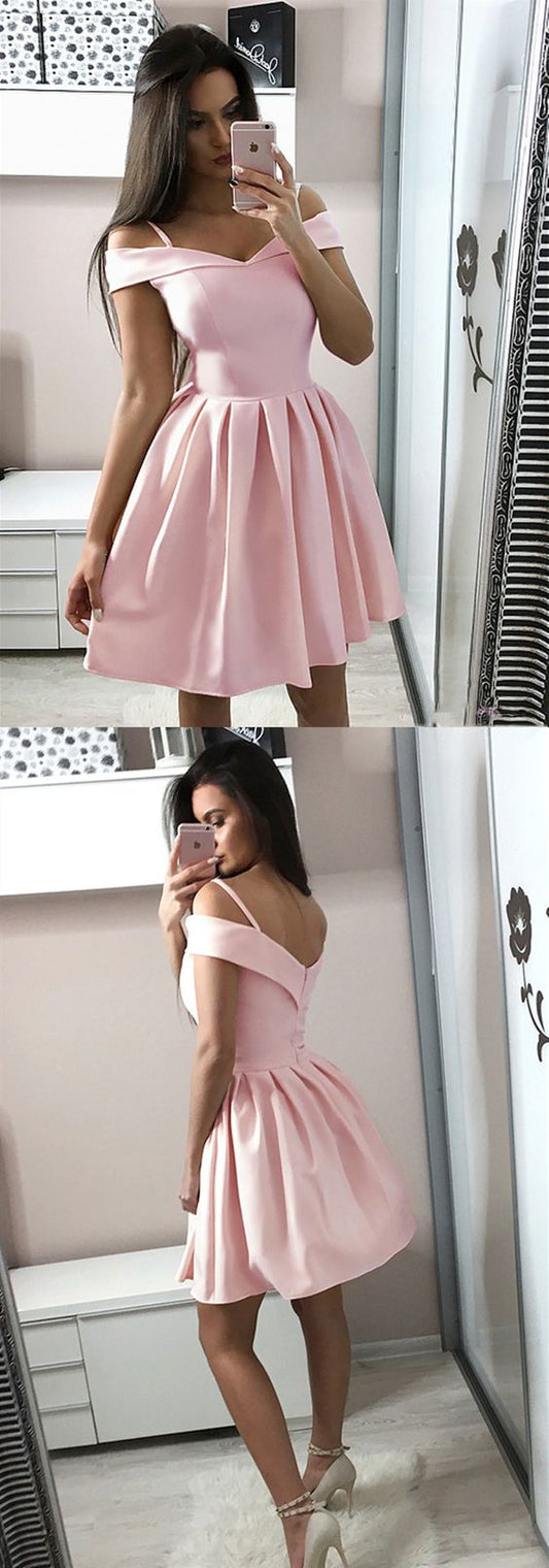 Short Off Pink Anaya Cocktail Homecoming Dresses Shoulder Graduation Dresses CD269