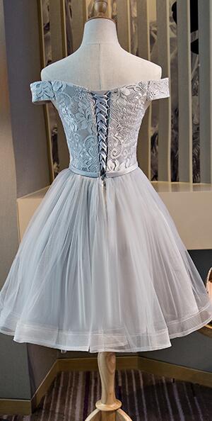 Cute Off The Shoulder And Tulle Knee Length Makaila Homecoming Dresses Lace Party Dress 2024 CD3164