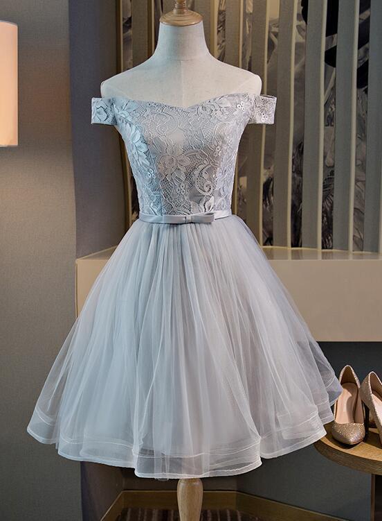 Cute Off The Shoulder And Tulle Knee Length Makaila Homecoming Dresses Lace Party Dress 2024 CD3164