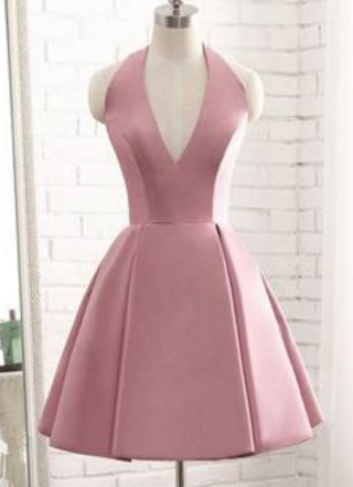 V Neck Sleeveless Halter Backless Cocktail Homecoming Dresses Jaden Dresses CD3464