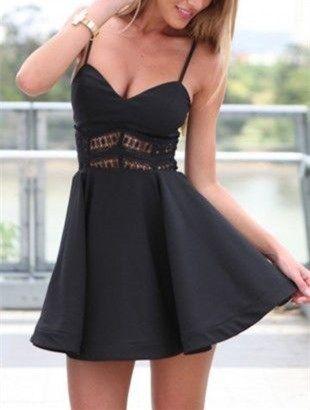 Sexy A-Line V Neck Paneled Short Skater Dress Cute Lace Evelyn Homecoming Dresses DH348