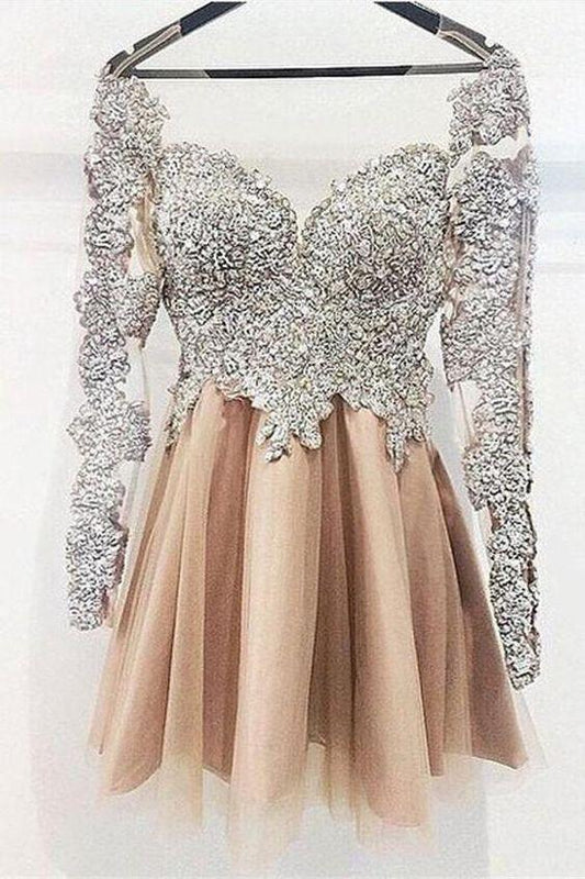 Sparkly Long Sleeves Sequin Shiny Homecoming Dresses Areli Short Party Dresses CD358