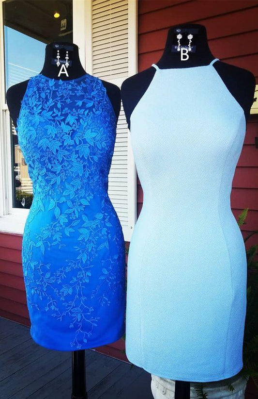 Short Homecoming Dresses Cocktail Muriel Blue Fitted Dresses CD3613