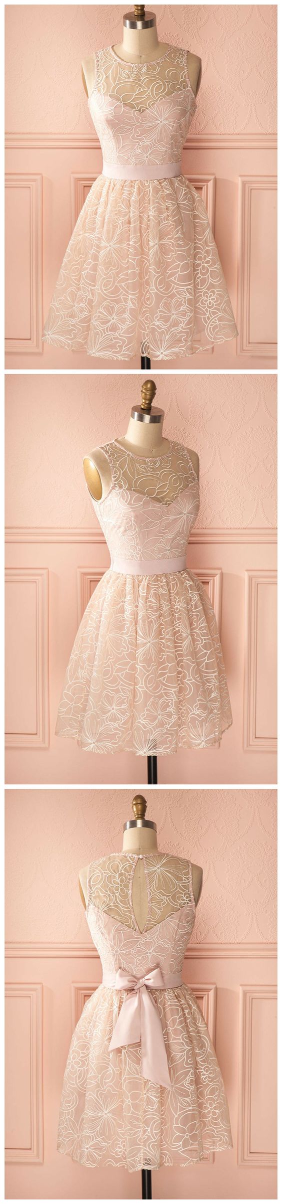 A-Line Lace Homecoming Dresses Janiyah Cocktail Scoop Short/Mini Dress Dress CD4614