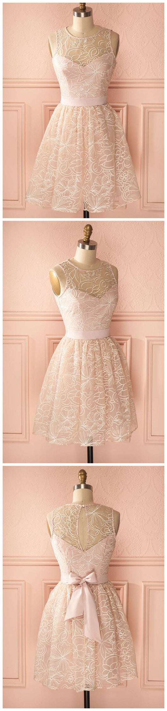 A-Line Lace Homecoming Dresses Janiyah Cocktail Scoop Short/Mini Dress Dress CD4614