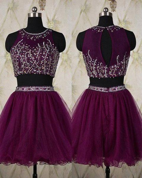 Two Piece Beading With Open Giuliana Homecoming Dresses Back CD4746