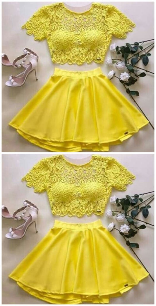 Homecoming Dresses Krista Yellow Two Piece CD4809