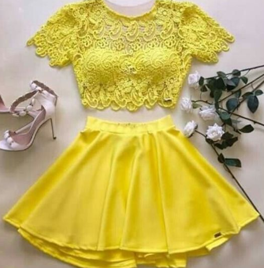 Homecoming Dresses Krista Yellow Two Piece CD4809