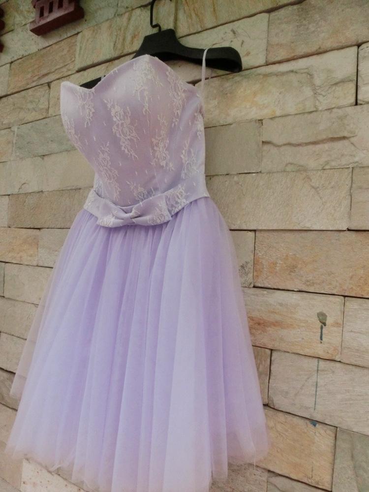 Beautiful Lavender Tulle And Cute Party Dress Sweetheart Party Lace Homecoming Dresses Corinne With Bow CD4832