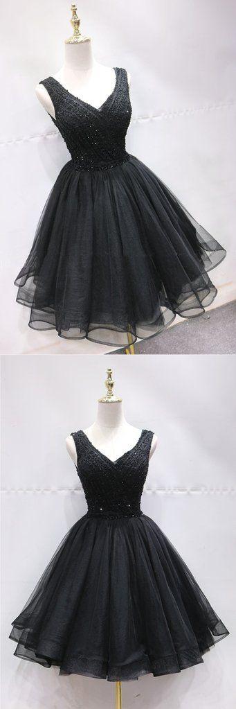 Black Tulle Mini Party Dress Beaded Up Lace Homecoming Dresses Akira CD5604