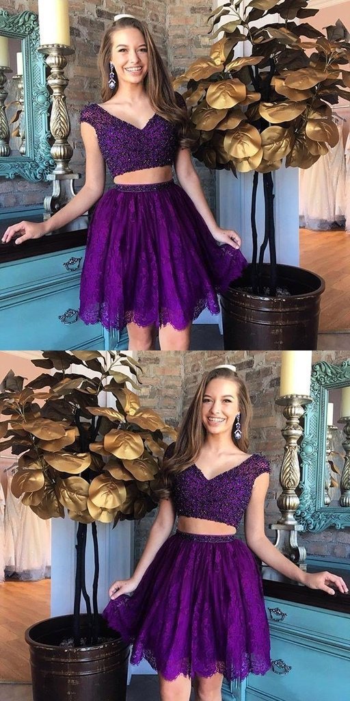 Sexy Cap Sleeves Cheap Homecoming Dresses Two Pieces Justine Short CD71