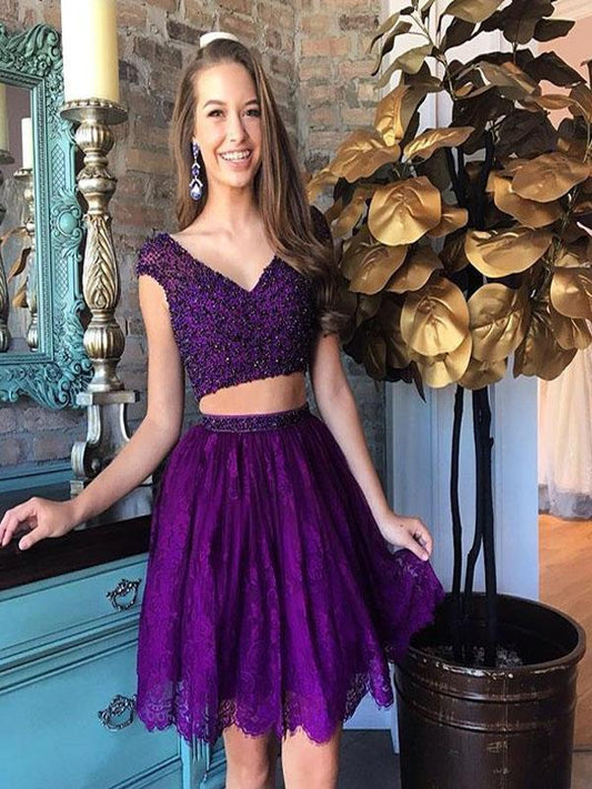 Sexy Cap Sleeves Cheap Homecoming Dresses Two Pieces Justine Short CD71