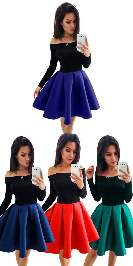 Cute Long Sleeve Short Alexia Homecoming Dresses CD7662