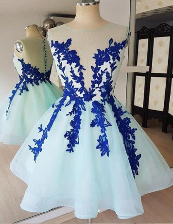 Homecoming Dresses Cocktail Chasity Lace Sleeveless Appliques Tulle Dresses CD830