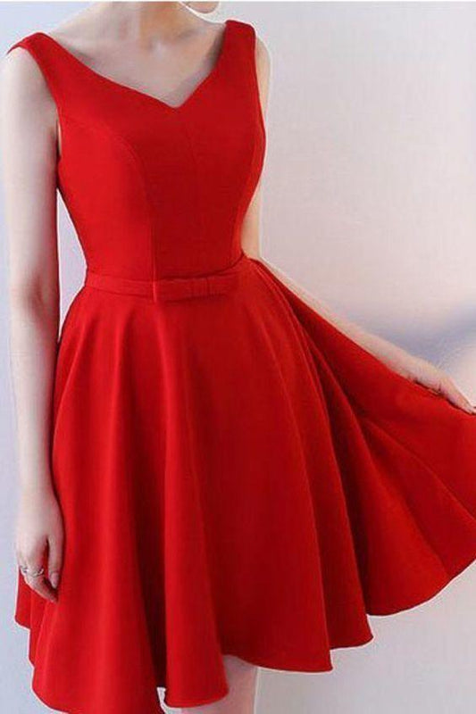 V Neck Dresses With Sash Short Chiffon Micaela Homecoming Dresses Cocktail A Line CD8529