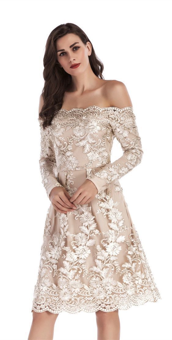 Off The Shoulder Long Sleeves Aliyah Homecoming Dresses CD896