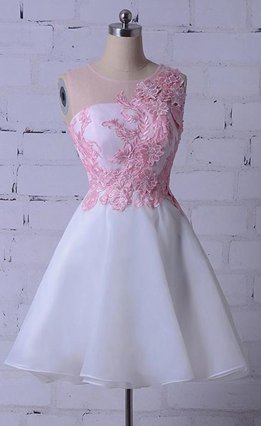 Beautiful Cute Prudence Lace Cocktail Homecoming Dresses Round Neck Sleeveless Appliques Dress CD934