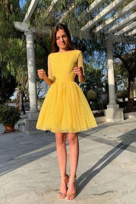 Sexy Backless Long Sleeve Tatiana Homecoming Dresses Round Neck Dots Printed Princess Dress CD9673