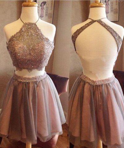 2024 Crop Top Pleated Homecoming Dresses Lace Alexis Tulle Two Piece CD96