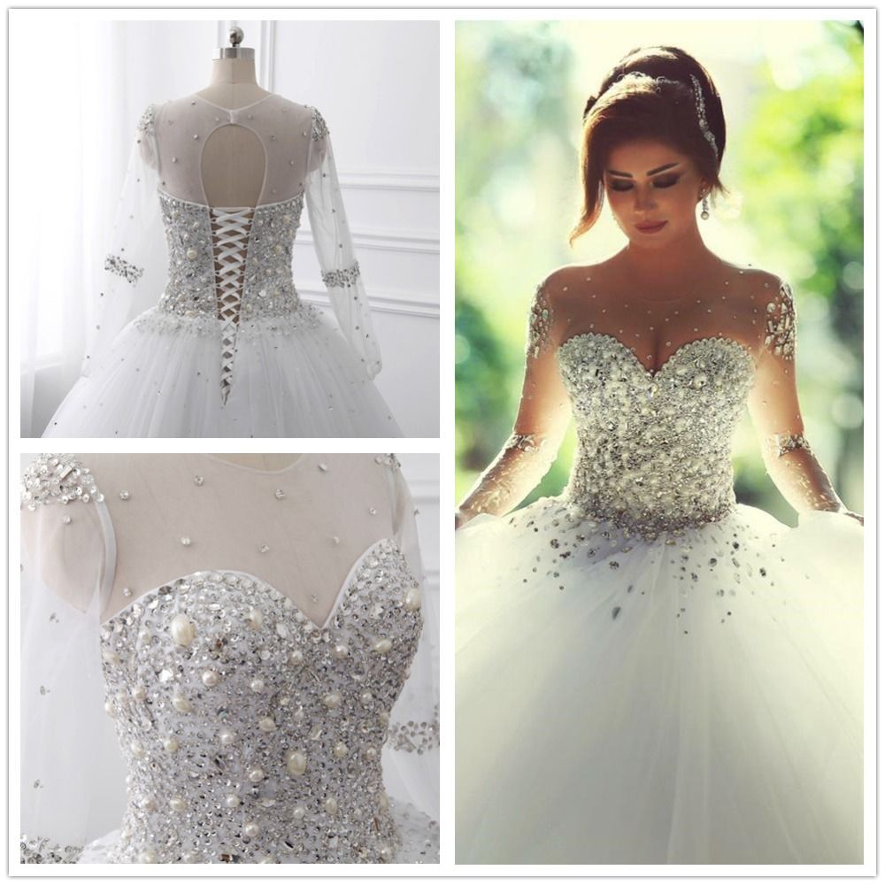 Scoop Wedding Dresses A Line With Beading Floor-Length Tulle