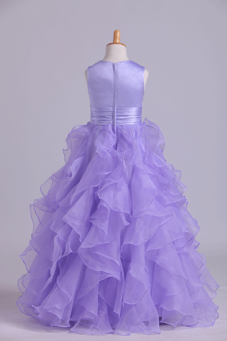 Flower Girl Dresses Ball Gown Scoop Floor Length Organza