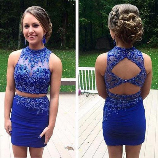 Mermaid Homecoming Dresses Two Pieces Royal Blue Homecoming Dresses