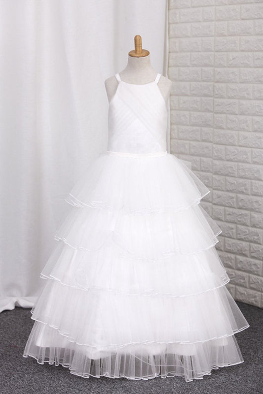 Tulle With Ruffles And Handmade Flower A Line Flower Girl Dresses