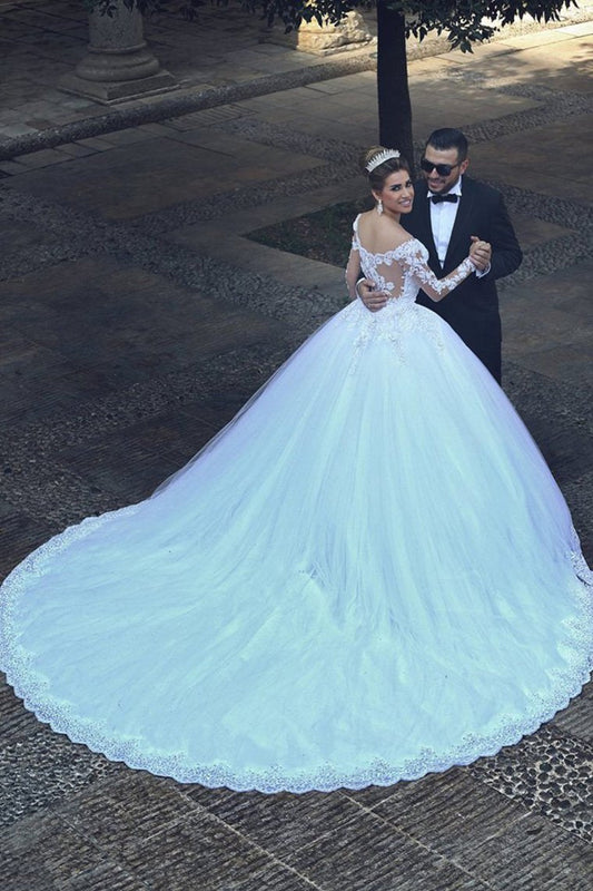 Hot Wedding Dresses Sweetheart Ball Gown Tulle With Applique