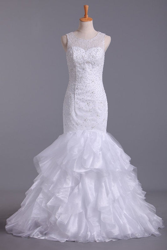 Wedding Dresses Scoop Mermaid Court Train Organza Court Train