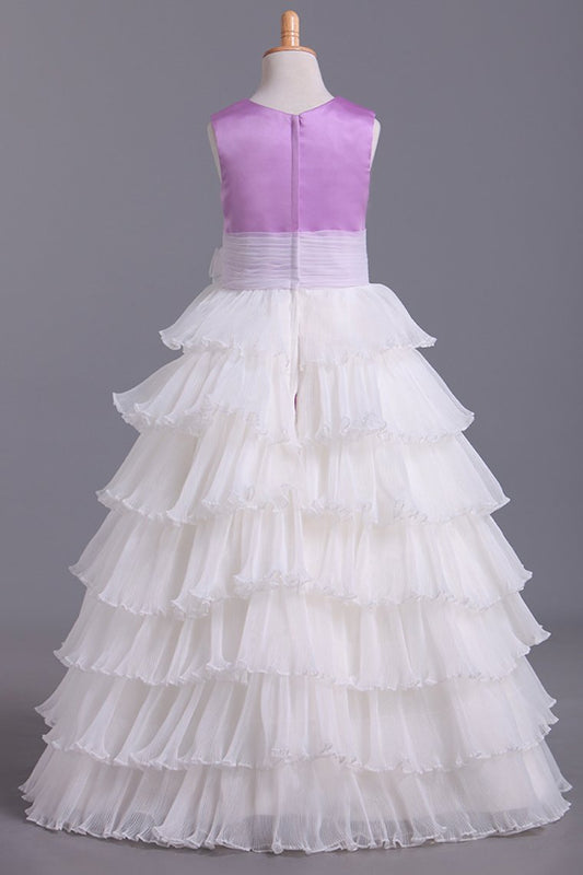 Flower Girl Dresses Ball Gown Scoop Floor Length Organza