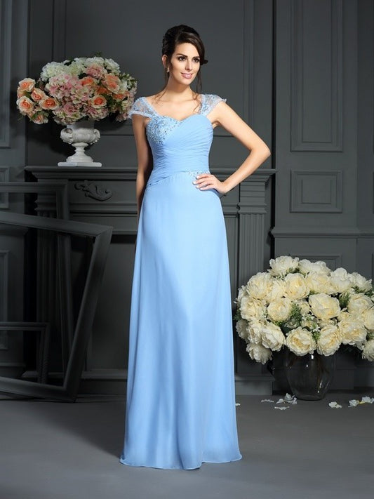 Long Straps Sheath/Column Pleats Sleeveless of Chiffon Mother the Bride Dresses