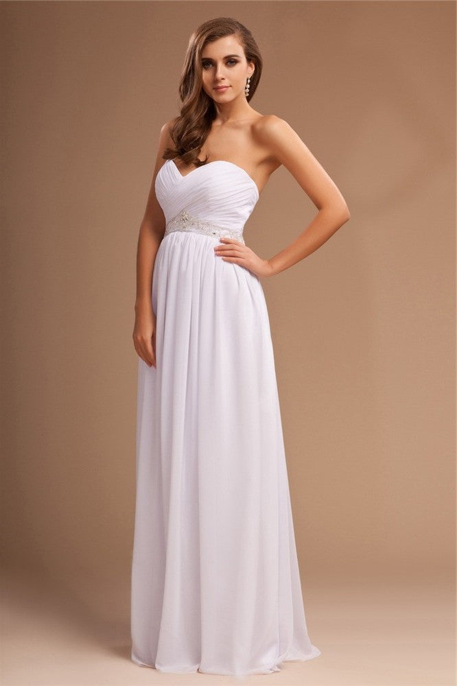 Beading Long Sweetheart Sheath/Column Sleeveless Chiffon Dresses