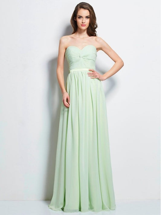 Sweetheart A-Line/Princess Sleeveless Pleats Long Chiffon Dresses