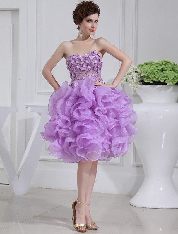 Homecoming Dresses A-Line/Princess Beading Sweetheart Sleeveless Short Organza Cocktail Dresses Victoria