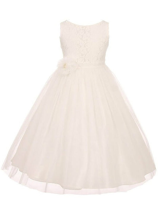 Scoop Sash/Ribbon/Belt Sleeveless Ankle-Length Tulle A-line/Princess Flower Girl Dresses