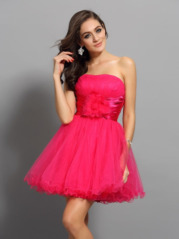 A-Line/Princess Sweetheart Homecoming Dresses Sash/Ribbon/Belt Sleeveless Short Elastic Woven Satin Maritza Cocktail Dresses