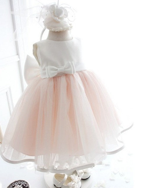 Gown Sleeveless Ball Bowknot Jewel Tea-Length Organza Dresses