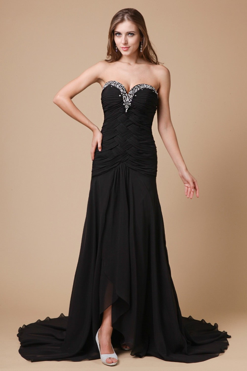 Sleeveless Beading Trumpet/Mermaid Sweetheart Long Chiffon Dresses