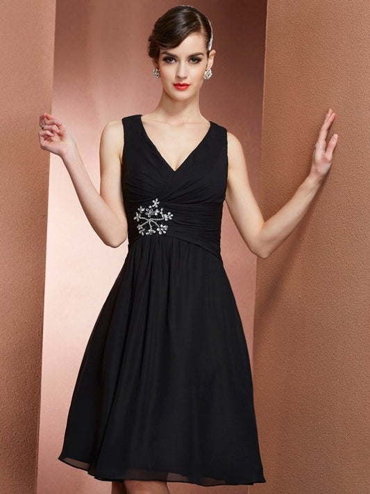 A-Line/Princess Short Straps Sleeveless Chiffon Bridesmaid Dresses