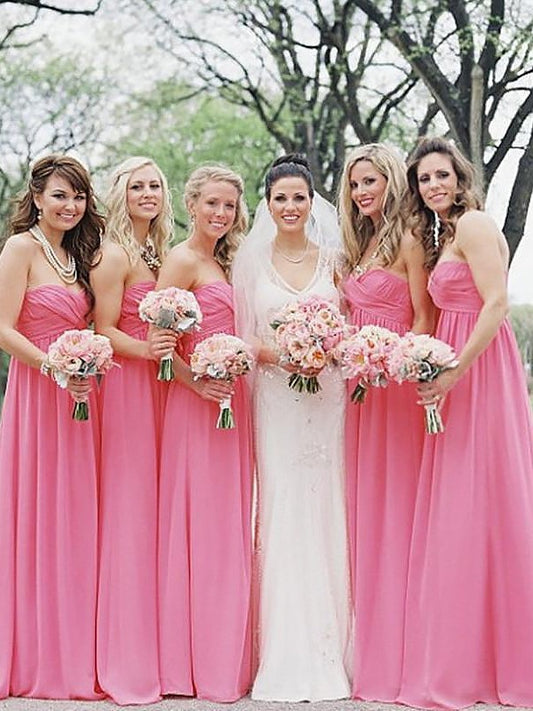 Chiffon Sleeveless Sweetheart A-Line/Princess Floor-Length Bridesmaid Dresses