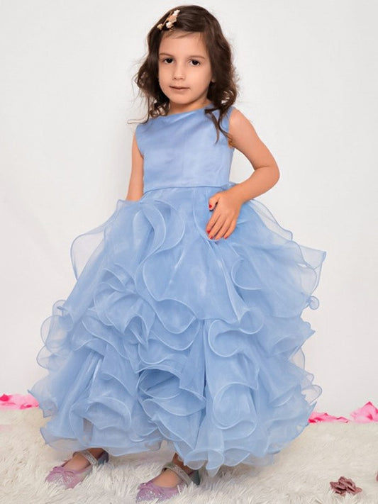 A-Line/Princess Ankle-Length Sleeveless Ruffles Scoop Organza Flower Girl Dresses