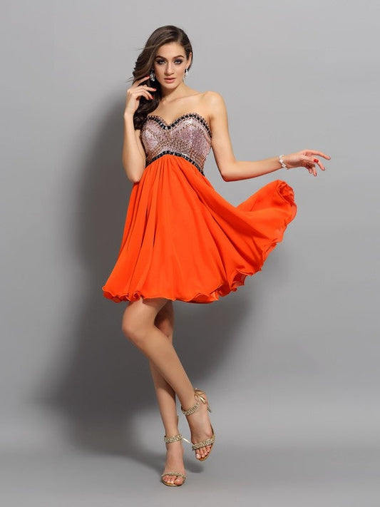 A-Line/Princess Sweetheart Ruffles Sleeveless Short Homecoming Dresses Organza Jaylen Cocktail Dresses