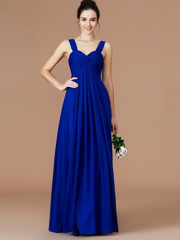 Empire Ruched Sweetheart Sleeveless Floor-Length Chiffon Bridesmaid Dresses