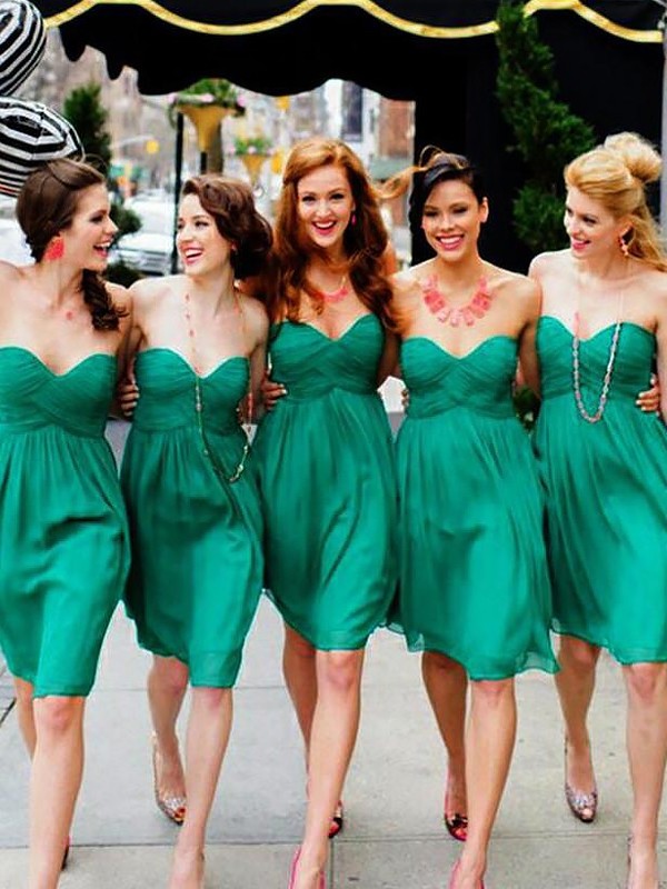 Sweetheart Sleeveless A-Line/Princess Chiffon Short/Mini Bridesmaid Dresses